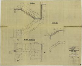 Modificación y ampliación del edificio principal. Sección del frente estructura de hormigón armado hall central escaleras n°5.